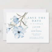 Moderne Elegante Chic Dusty Blue Wedding Save The Date (Vorderseite)