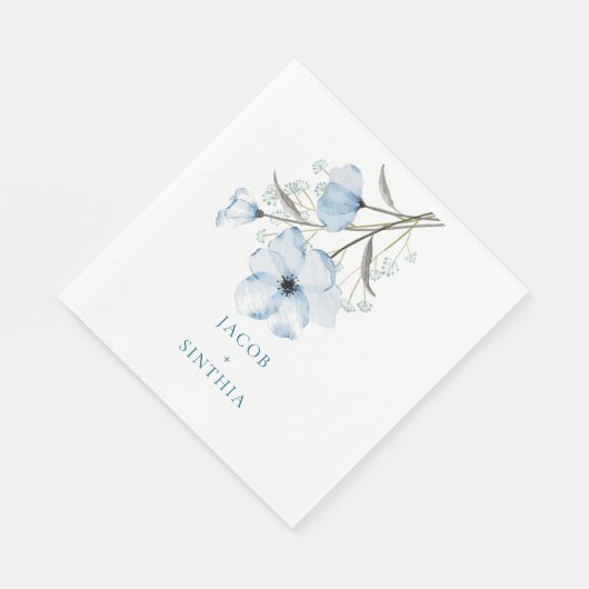 Moderne Elegante Chic Dusty Blue Wedding Serviette (Ecke)