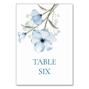 Moderne Elegante Chic Dusty Blue Wedding Tischnummer
