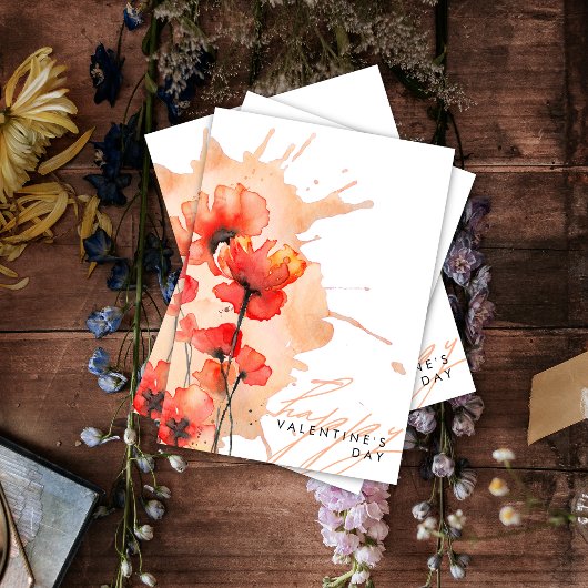 Moderne Elegante Chic Floral Valentine Karte