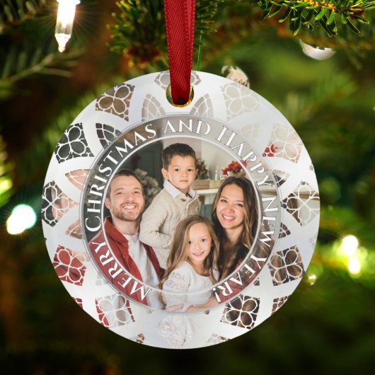 Moderne Elegante Chic Glas Silber Schnee Ornament