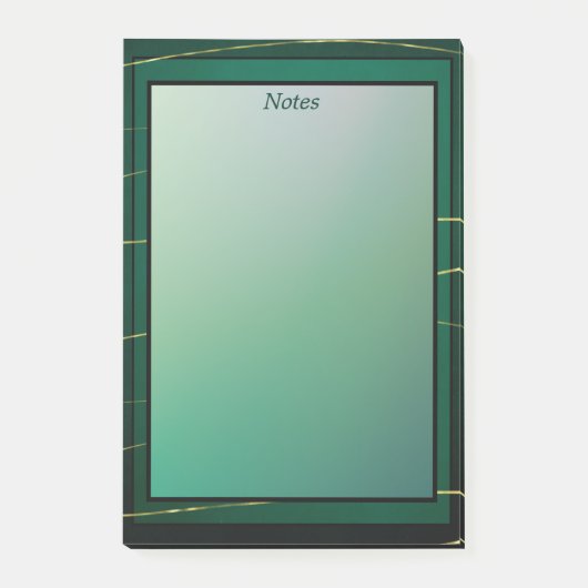 Moderne Elegante Chic Green und Gold Post-it Klebezettel (Vorderseite)