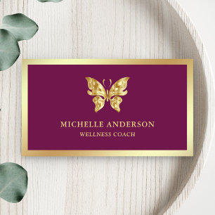 Moderne Elegante Chic Rosa Goldfolie Schmetterling Visitenkarte