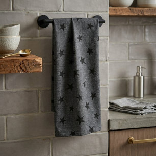 Moderne Elegante Chic Schwarz Sternenmuster Geschirrtuch