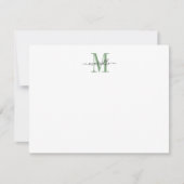 Moderne elegante Chic Script Monogram Green Mitteilungskarte (Vorderseite)