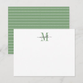 Moderne elegante Chic Script Monogram Green Mitteilungskarte