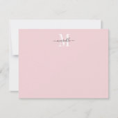 Moderne elegante Chic Script Monogram Rosa Mitteilungskarte (Vorderseite)