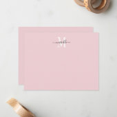 Moderne elegante Chic Script Monogram Rosa Mitteilungskarte (Vorderseite/Rückseite Beispiel)