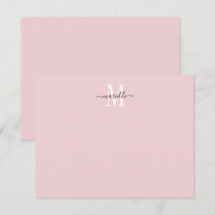 Moderne elegante Chic Script Monogram Rosa Mitteilungskarte