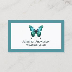 Moderne Elegante Chic Teal Schmetterling Visitenkarte