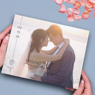 Moderne Elegante Chic-Typografie Foto-Hochzeit Gästebuch