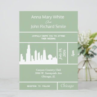 Moderne Elegante Chicago City Skyline Einladung