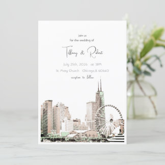 Moderne elegante Chicago-Skyline Einladung