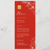 Moderne elegante chinesische Hochzeitsschrift mit Menükarte (Vorderseite)