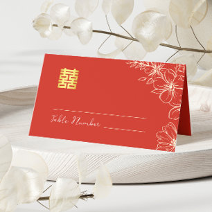 Moderne elegante chinesische Hochzeitsschrift mit Platzkarte