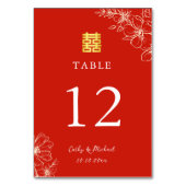 Moderne elegante chinesische Hochzeitsschrift mit Tischnummer (Vorderseite)