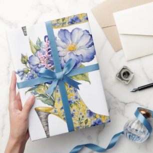 Moderne elegante Chinoiserie Blumenabsatzschuhe Geschenkpapier