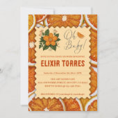 Moderne elegante Citrus Orange Babydusche Einladung (Vorderseite)