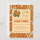 Moderne elegante Citrus Orange Babydusche Einladung (Vorderseite)
