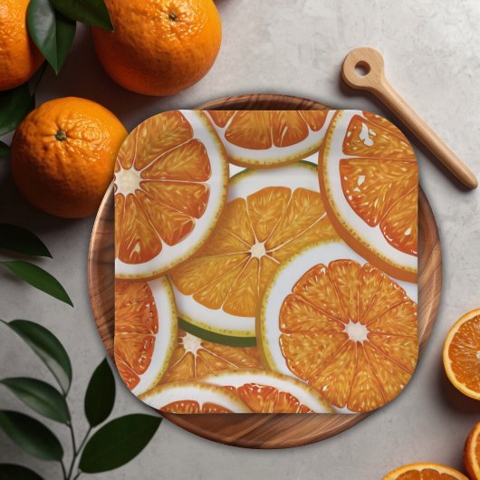 Moderne elegante Citrus Orange Babydusche Pappteller
