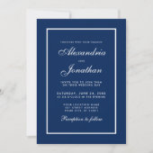 Moderne Elegante Classic Blue Wedding Einladung (Vorderseite)
