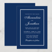 Moderne Elegante Classic Blue Wedding Einladung