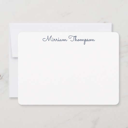 Moderne Elegante Clean Girly Navy Blauer Name Mitteilungskarte (Vorderseite)