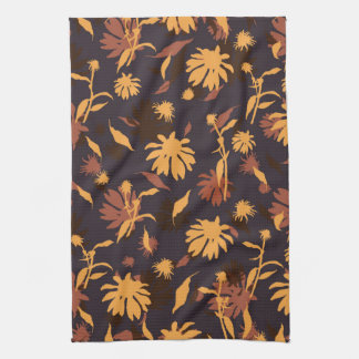 Moderne Elegante Coneflowers Yellow Orange Dark Gr Geschirrtuch