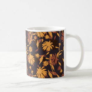 Moderne Elegante Coneflowers Yellow Orange Dark Gr Kaffeetasse