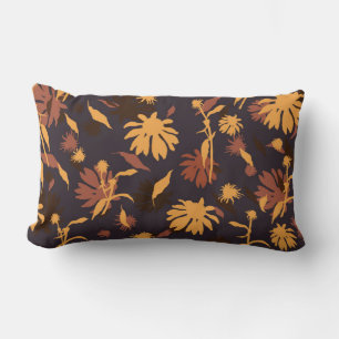 Moderne Elegante Coneflowers Yellow Orange Dark Gr Lendenkissen