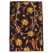 Moderne Elegante Coneflowers Yellow Orange Dark Gr Mittlere Geschenktüte (Vorderseite)