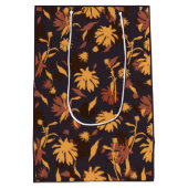 Moderne Elegante Coneflowers Yellow Orange Dark Gr Mittlere Geschenktüte (Rückseite)