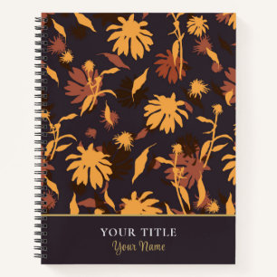Moderne Elegante Coneflowers Yellow Orange Dark Gr Notizblock