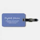 Moderne elegante Coole Denim Blue Checkered Travel Gepäckanhänger (Rückseite horizontal)