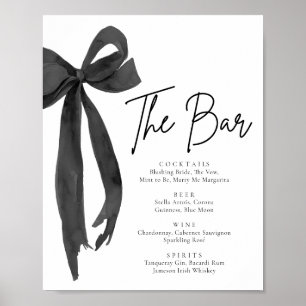 Moderne elegante Coquette Black Bow Bar Sign Poster