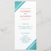 Moderne, elegante Coral Aquamarin Wedding Programm (Vorderseite)