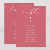 Moderne elegante Coral Pink Sitzkarte Einladung (Vorne/Hinten)