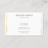 Moderne elegante Corporate Gold Streifen Weiß Visitenkarte (Rückseite)