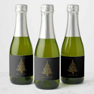 Moderne Elegante Corporate Gold Weihnachtsfeiertag Schaumweinetikett