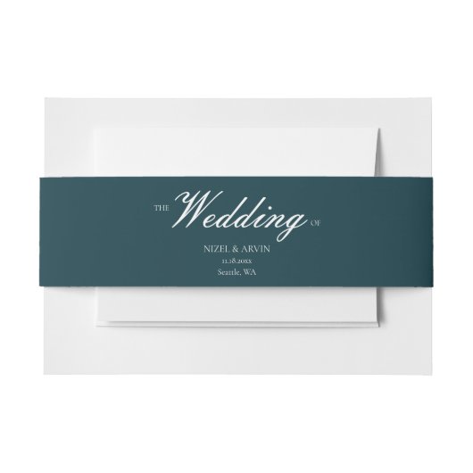 Moderne elegante Cotton Dark Green Wedding Einladungsbanderole (Vorderseite Beispiel)