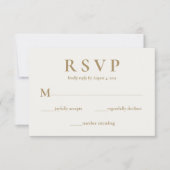 Moderne elegante Cream Gold Wedding RSVP Card Karte (Vorderseite)