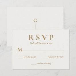 Moderne elegante Cream Gold Wedding RSVP Card Karte