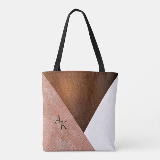 Moderne elegante Cream Leather-Initialen Personali Tasche (Rückseite)