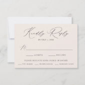 Moderne, elegante Cream Meal Choice Hochzeit RSVP Karte (Vorderseite)