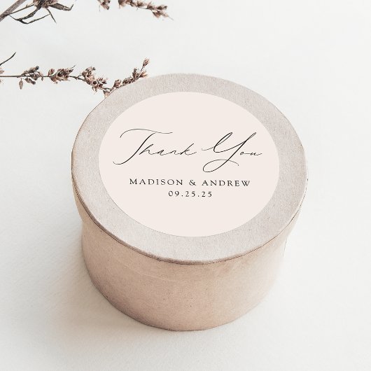 Moderne, elegante Cream Wedding Danke Runder Aufkleber