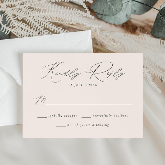 Moderne, elegante Cream Wedding RSVP Karte