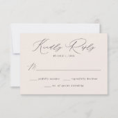 Moderne, elegante Cream Wedding RSVP Karte (Vorderseite)