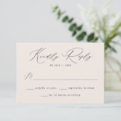 Moderne, elegante Cream Wedding RSVP Karte (Stehend Vorderseite)