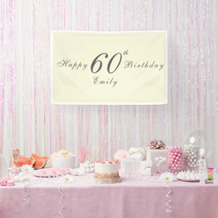 Moderne elegante Creme 60. Geburtstagsfeier Banner