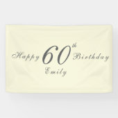Moderne elegante Creme 60. Geburtstagsfeier Banner (Horizontal)